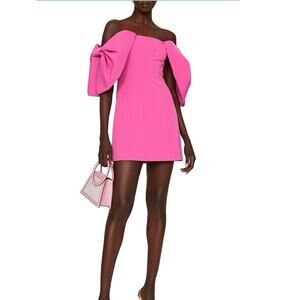 TOCCIN x RTR Women's Bright Pink Off the Shoulder Bow Sleeve Mini Dress Size 4